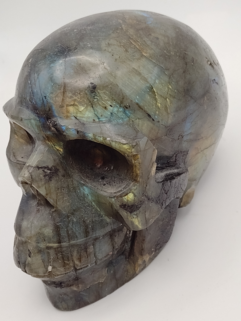 Labradorite Skull Sculpture - Handcarved In Mexico - Picture 2 of 9